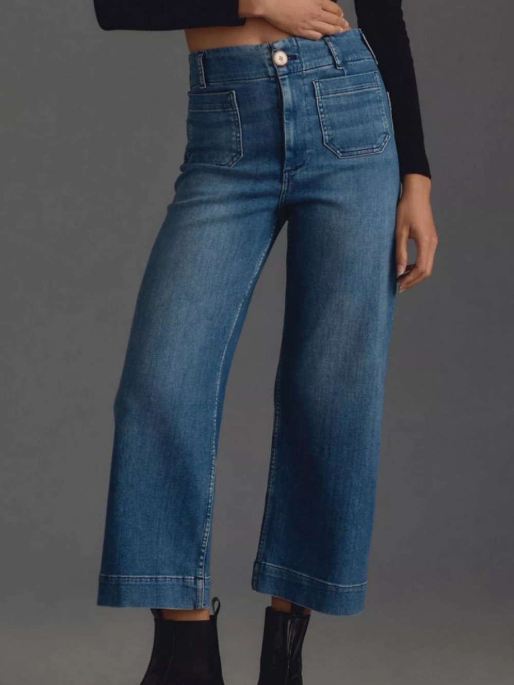 Anthro Maeve The Denim Colette Cropped Wide-Leg Jeans | Size 26 - Picture 1 of 8